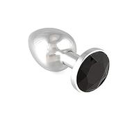 Rimba Plug anal XS metálico con joya negra (plateado)