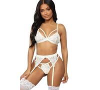 Erotic Lingerie Off The Shoulder Lace Sexy Outfit Sex Fashion Breast Wrap Women's Underwear Set B-White M