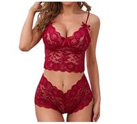 Erotic Lingerie Off The Shoulder Lace Women's Underwear Set Sex Fashion Breast Wrap Sexy Outfit A-Wine Red 4XL