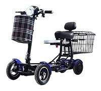 Eroute Fold 1 Li-Ion - Plegable Scooter de Movilidad de 4 Ruedas - Batería de Iones de Litio para inválidos y Mayores - Batería de Larga duración - Incluye Cargador y Cesta (Azul)