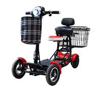 Eroute Fold 1 Li-ion - Plegable Scooter de movilidad de 4 ruedas - Batería de iones de litio para inválidos y mayores - Batería de larga duración - Incluye cargador y cesta (Rojo)