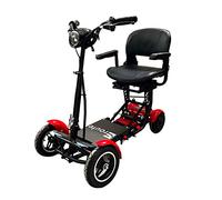 Eroute Fold 2 Pro Li-Ion - Plegable Scooter de Movilidad de 4 Ruedas - Batería de Iones de Litio para inválidos y Mayores - Batería de Larga duración - Incluye Cargador, Cesta e Indicadores (Rojo)