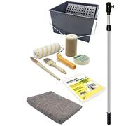 ERP - Kit Interior Antigota Pinturas Plasticas - Cubeta con Rejilla - Rodillo Antigota - Alargo - Cinta - Papel con Cinta - Fieltro - Cubretodo - Paletina - Pincel Cabolata
