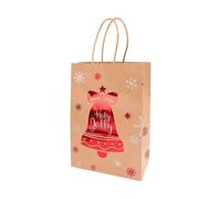 ERQIAO Bolsas de regalo de papel kraft de Navidad, caja de regalo de Papá Noel, caramelos, galletas, bolsa de embalaje 2024, suministros de decoración del hogar (campana, 10 unidades, 21 x 15 x 8 cm)
