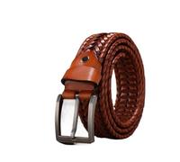 ERQIAO Cinturón trenzado para hombre, de piel auténtica, correas de vaca tejidas a mano, para jeans, cinturones masculinos, 03., 125 cm