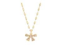 ERQIAO Collar con colgante de lazo de cristal de circonita dulce para mujer, color dorado, cadena de cuello de acero inoxidable, talla única, Ágata