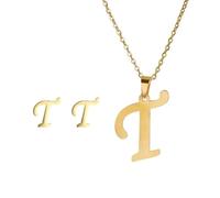 ERQIAO Collar de acero inoxidable con inicial del alfabeto de 26 letras inglesas para mujer, conjunto de joyas personalizadas, talla única, Ágata