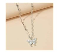 ERQIAO Collar de mariposa brillante exquisito con colgante de cristal dorado, collar de cadena para mujer, boda, fiesta, joyería de regalo, talla única, Ágata