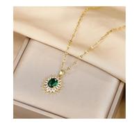 ERQIAO Collares de acero inoxidable con cristal de circonita para mujer, estilo coreano, dulce y sexy, joyería de cadena de clavícula femenina, talla única, Ágata