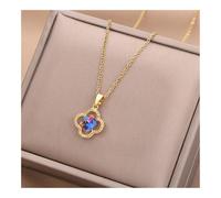 ERQIAO Collares de acero inoxidable con cristal de circonita para mujer, estilo coreano, dulce y sexy, joyería de cadena de clavícula femenina, talla única, Ágata