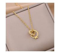 ERQIAO Collares de acero inoxidable con cristal de circonita para mujer, joyería de cadena de clavícula femenina dulce y sexy para mujer, talla única, Ágata