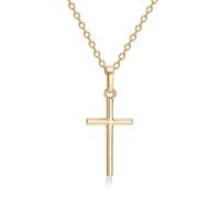 ERQIAO Collares de cruz de moda de color plateado, cadena larga, colgantes de cruz simples para mujeres y hombres, regalos de joyería, talla única, Ágata
