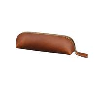 ERQIAO Estuche de lápices vintage de cuero simple para estudiantes - Estuche de almacenamiento con cremallera - Caja de gafas - Material escolar, C, Taille unique