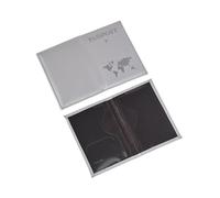 ERQIAO Fundas para pasaporte de viaje con impresión de mapa, para mujeres y hombres, funda para pasaporte, soporte para tarjeta de identificación, clip para billete de vuelo, accesorios de viaje, gris
