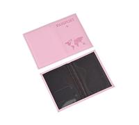 ERQIAO Fundas para pasaporte de viaje con impresión de mapa, para mujeres y hombres, funda para pasaporte, soporte para tarjeta de identificación, clip para billete de vuelo, accesorios de viaje, Pink