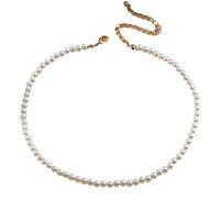 ERQIAO Gargantilla de perlas de imitación blancas, de moda, elegante, collar de cadena de boda para mujer, joyería de regalo para fiesta, talla única, 35 cm_5 mm, Ágata