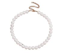 ERQIAO Gargantilla de perlas de imitación blancas, de moda, elegante, collar de cadena de boda para mujer, joyería de regalo para fiesta, talla única, 35 x 10 mm, Ágata