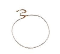 ERQIAO Gargantilla de perlas de imitación blancas, de moda, elegante, collar de cadena de boda para mujer, joyería de regalo para fiesta, talla única, 35 cm_4 mm, Ágata