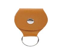 ERQIAO Soporte para púas de guitarra, de piel auténtica, estuche para púas, llavero, accesorios para guitarra, marrón claro, Talla única