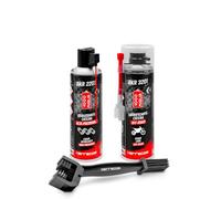 ERRECOM 1000 Miglia Clean&Lube Kit Cadena Moto Off-Road; Incluye Desengrasante Cadena Bote Alta Presión 500mL+Lubricante Cadena Moto Todoterreno 500mL+ Huggie System y Extensión 90°+Cepillo+ Guantes