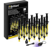 ERRECOM Brilliant 12Detectores Monodosis Fugas Gas Refrigerante AC/R 7,5ml | Fórmula Fluorescente UV, Incluye 12 Jeringas + Lámpara UV y Adaptador 1/4 SAE para Sistemas de Climatización y Refrigeración