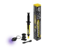 ERRECOM Brilliant Detector Monodosis Fugas Gas Refrigerante A/C 7,5 ml | Fórmula Fluorescente UV, Incluye Lámpara UV y Adaptador Auto para Válvula de Carga Lado Baja Presión Gas R134a