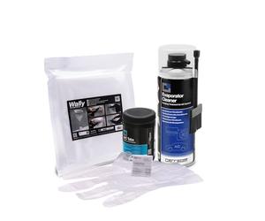 Errecom Kit de limpieza aire acondicionado, incluye limpiador Evaporator Cleaner PRO con cepillo de cerdas duras, funda protectora Wally, A/C Flow Tabs, 40 pastillas para limpieza del desagüe, guantes