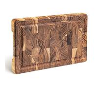 Erreke Tabla Cortar Cocina, Madera de Teca End Grain Grosor 3.2 cm, Tabla Madera Cocina, Tabla de Cortar Resistente, Servir Embutidos Carne Barbacoa Queso Pan, 30x20.5x3.2 cm