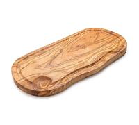 Erreke Tabla de Cortar de Madera Olivo Natural para Cocina, 39x18 cm, Estilo Mediterraneo Artesanal Rústico, Ideal para Servir, Picar, Carne, Barbacoa, Quesos, Pan, Aperitivos, Tapas, con Ranura
