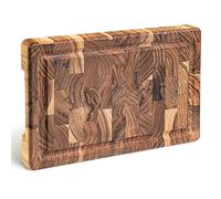 Erreke Tabla de Cortar en Madera Teca Natural End Grain Grosor 3.2cm, Cocina o Barbacoa, Servir Carne Queso Pan, 30x20cm