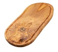 Erreke Tabla de Madera de Olivo Natural para Cortar en la Cocina, Tabla Madera Cocina, para Servir, Picar, Carne Barbacoa Quesos Pan, Rústico Artesanal, 43x21 cm con Ranura para Líquidos