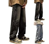 erren Patchwork Jeans Baggy Hip Hop Jeans Jeans Pantalones vaqueros anchos sueltos para hombre Street Plus Size Pantalones de moda para hombre Camisa Jean, B negro., XXL