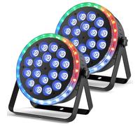 Erreyht 2PCS 108W RGBW Par LED D XM, Luces Escenario con RGB 24 LED Anillo de Luz y 255 Efectos, Focos Fiesta para Discoteca Actuaciones Eventos Navidad Halloween