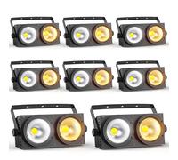 Erreyht 8PCS 200W COB Foco Escenario, Cegadoras LED COB Par Blanco Frío/Cálido Efecto con Activación por Sonido, Foco Par Teatro para Iglesia Discoteca Boda Iluminación de Audiencia Halloween Navidad