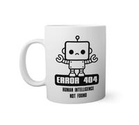 Error 404 Human Intelligence Not Found Funny Taza Blanca 330ml
