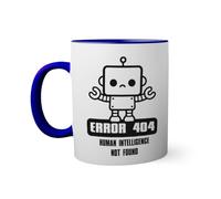Error 404 Human Intelligence Not Found Funny Taza de color azul oscuro con mango a juego 330ml