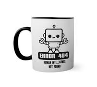 Error 404 Human Intelligence Not Found Funny Taza de color negro con mango a juego 330ml