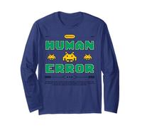 Error Humano Errores Retro Gamer Pixel Arcade Cita Manga Larga