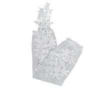 ERRORY 1 par de guantes de encaje sin dedos para mujer, guantes de noche, gótico, con encaje, para bodas y fiestas de baile, estilo vintage, Flores blancas, Talla única