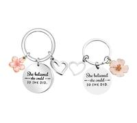 ERRORY 2 llaveros elegantes y minimalistas resistentes al desgaste, prácticos para Navidad y aniversarios She Believed She Could So She Did