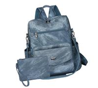 ERRORY 2 mochilas de piel sintética para mujer, diseñadoras, bolso de hombro para mujer, bolsos de mano de viaje de trabajo con monederos, mochilas de piel sintética, bolso de hombro, Blue