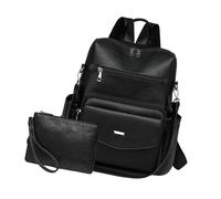 ERRORY 2 mochilas de piel sintética para mujer, diseñadoras, bolso de hombro para mujer, bolsos de mano de viaje de trabajo con monederos, mochilas de piel sintética, bolso de hombro, Black