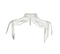 ERRORY Accesorio de boda de lujo multicapa con flecos de cristal, cadena de diamantes de imitación, cadena de hombro para ocasiones especiales, joyería de hombro de cristal para novia
