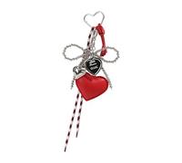ERRORY Accesorio de lazo punk de metal de alta calidad con detalle de cuentas plateadas para personalización de bolso, bolso de amante punk, joyería de metal oscuro, Red, One Size