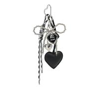 ERRORY Accesorio de lazo punk de metal de alta calidad con detalle de cuentas plateadas para personalización de bolso, bolso de amante punk, joyería de metal oscuro, Black, One Size