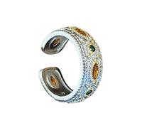 ERRORY Anillos de boda geométricos para citas, joyería de dedo de piedra vintage, textura de aleación, adecuados para uso diario y regalo Maneater Eye Stone Open, One Size, como se describe, como se