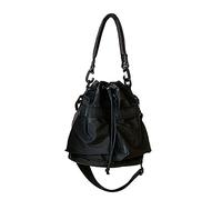 ERRORY Bolso cruzado de nailon con diseño de cuerda plisada, de gran capacidad, suave, casual, para mujer, bolsa de hombro, Black