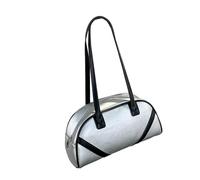 ERRORY Bolso de mano de piel sintética con diseños únicos de bloques de color para mujer, diseño de retazos con cremallera, bolso de hombro de piel sintética para axilas, Silver, One Size
