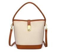 ERRORY Bolso de mano pequeño de piel sintética con empalme de color para mujer, bolso cruzado de hombro con correa ajustable, elegante bolso de tela, Brown, One Size