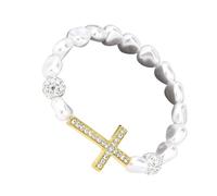ERRORY Cadena elástica religiosa de metal de moda con adornos de piedra brillante y transiciones perfectas de día a noche, lleva pulsera elástica ajustable, One Size, como se describe
